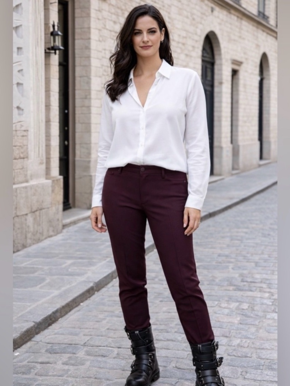 Liverpool Slim Ankle Pants in Wine